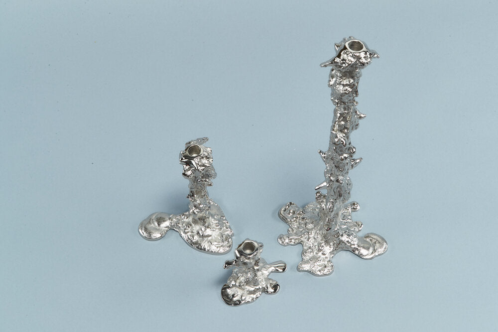 Pols Potten Drip lysestage, L - sølvfarvet - Bahne